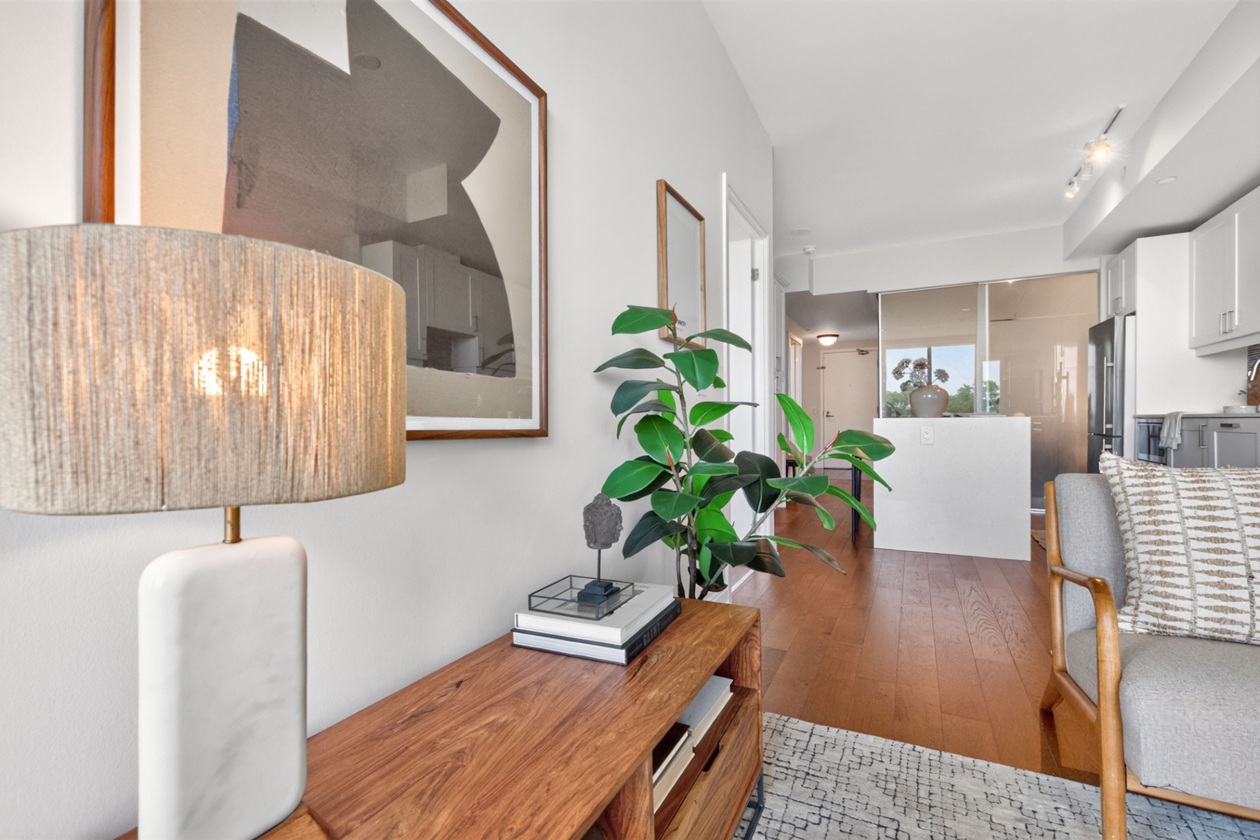 Living room detail with console table